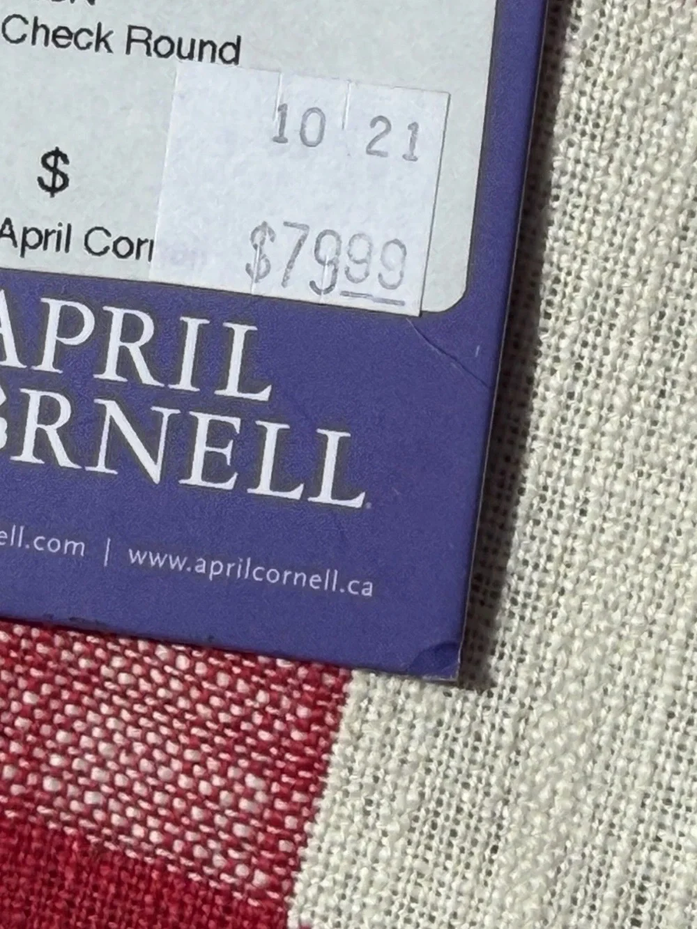 April Cornell Red Cottage Check Round Tablecloth 88